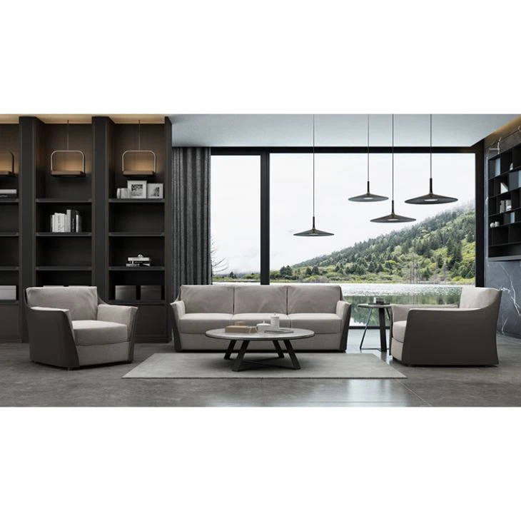 Nordic Style Home Furniture 3 Seater Fabric Swell Wooden Modern Living Room Chaise Longue Sofa