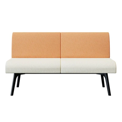 Bay‑2‑2B0A Modular Sofa – Moulded Foam Body · Double Backrest · Black Metal Base