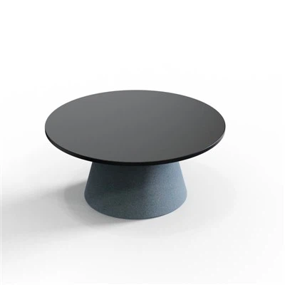 Large Round Coffee Table | Laminate Top & Upholstered Tapered Base