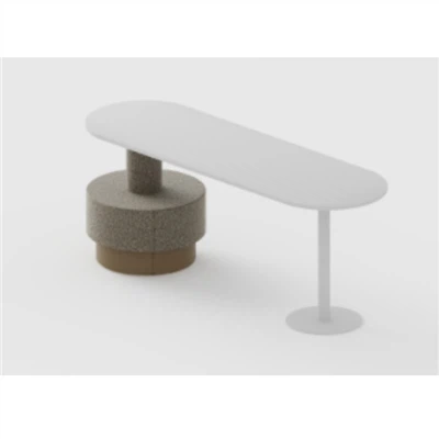 Modern Extended Tea Table With Metal Base For Office And Lounge