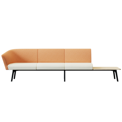 Modular Lounge Unit With Three Backrests And Integrated Table