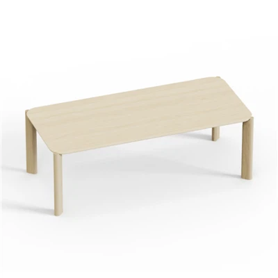 Rectangular Table With Veneer Top And Wooden Legs