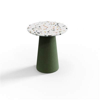 Round Coffee Table With Laminate Top & Upholstered Cone Base