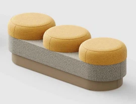 Three-Seater Modular Bench With Round Cushions | Soft Seating