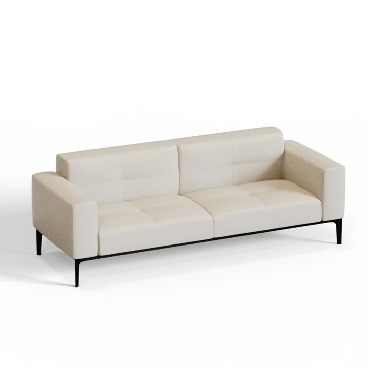 Three-Seat Executive Sofa With Solid Wood Frame & Aluminium Alloy Legs